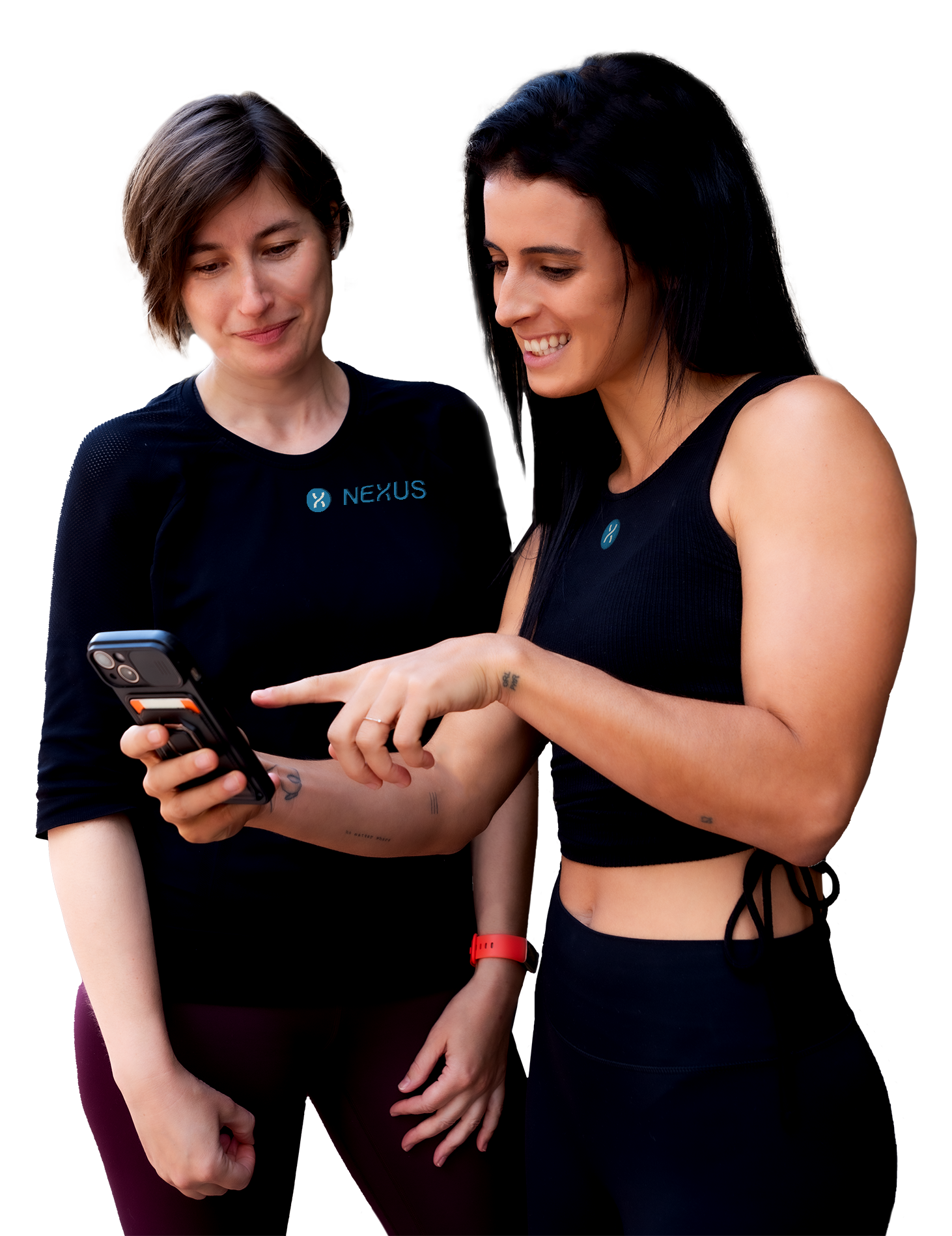 Two ladies looking at a phone screen